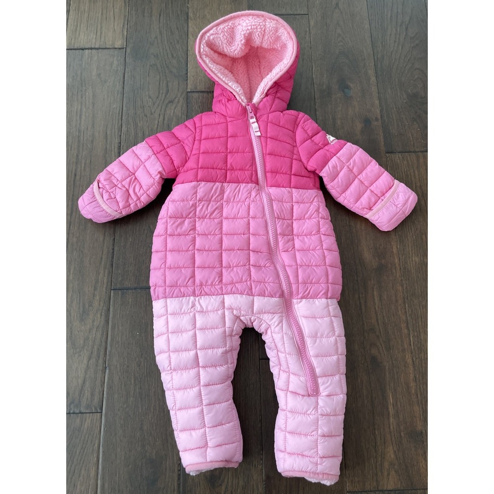 SNOZU Cozy Snow Suit Girls 9-12 Months Pink w/Liner Hooded Outerwear Zip Up